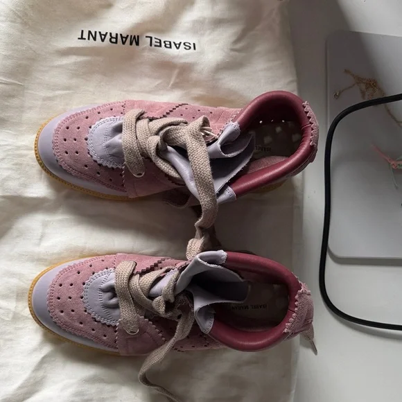 Isabel Marant Pink and Purple wedge Sneakers - Picture 11 of 12